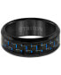 ფოტო #2 პროდუქტის Men's Blue Carbon Fiber Inlay Comfort Fit Band in Black Titanium