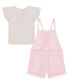 ფოტო #2 პროდუქტის Toddler Girls Flutter Sleeve Pattern T-shirt and Muslin Shortalls, 2 Piece Set