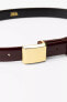 THIN LEATHER BELT WITH SQUARE BUCKLE