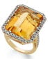 Фото #1 товара Кольцо Macy's 14k Gold Citrine Diamond Rectangle.