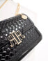 River Island Embossed woven satchel bag in black