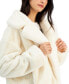 Фото #3 товара Women's Collared Long-Sleeve Faux-Fur Coat