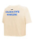 ფოტო #3 პროდუქტის Women's Cream Golden State Warriors Retro Striper SJ Cropped Boxy T-Shirt