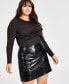 Plus Size Crocodile Faux-Leather Mini Skirt