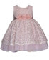 Фото #1 товара Baby Girls Lace Overlay Dress with Illusion Neckline and Ribbon Waistline