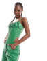 Muubaa fitted leather corset top in green