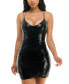 Juniors' Sequined Open-Back Bodycon Dress Черный, XS - фото #3