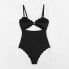 Фото #2 товара Women's Cutout Scallop Trim One Piece Swimsuit -Cupshe-Black-X-Small