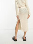 Фото #3 товара ASOS DESIGN knitted maxi skirt in textured ladder stitch in cream co-ord
