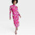Фото #2 товара Black History Month Sammy B Women's Long Sleeve Mesh Bodycon Dress - Pink Floral