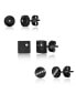 ფოტო #1 პროდუქტის Black Plated over Stainless Steel, Set of 3 CZ Stud Earrings