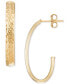 ფოტო #1 პროდუქტის Textured J-Hoop Earrings in 14k Gold