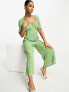 Nobody's Child Winnie button jumpsuit in green print