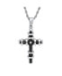 ფოტო #3 პროდუქტის Men's Two Toned black IP Plated Stainless Steel Cross Pendant with Simulated Diamond Necklaces