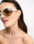 Фото #2 товара ASOS DESIGN extreme bug sunglasses in off white