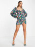 Фото #4 товара ASOS DESIGN flared sleeve mini tea dress in multi-coloured splodge print