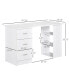 Фото #3 товара 47" Modern Home Office Computer Desk Bookcase Combo Writing Table Workstation with 3 Drawer and Storage Shelf - White