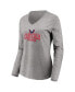 Фото #5 товара Women's Red, Heather Gray Washington Capitals Short Sleeve and Long Sleeve V-Neck T-shirt Combo Pack