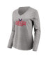 ფოტო #5 პროდუქტის Women's Red, Heather Gray Washington Capitals Short Sleeve and Long Sleeve V-Neck T-shirt Combo Pack