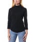 Women's Ruched-Sleeve Funnel-Neck Sweater Черный, M - фото #1