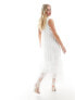 Vila Bridal tulle plunge maxi dress with tiered skirt in white