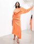 ASOS EDITION long sleeve ruched maxi dress in orange Оранжевый, 38 - фото #1