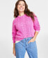 Фото #1 товара Women's Cable-Knit-Mesh Crewneck Long-Sleeve Sweater, Created for Macy's