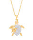 ფოტო #1 პროდუქტის Diamond Accent Turtle Pendant 18" Necklace in Gold Plate