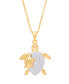 Diamond Accent Turtle Pendant 18" Necklace in Gold Plate