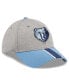 ფოტო #2 პროდუქტის Men's Gray, Light Blue Memphis Grizzlies Striped 39THIRTY Flex Hat