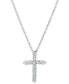 ფოტო #1 პროდუქტის Diamond Cross Pendant Necklace (1/3 ct. t.w.) in 14k White Gold, 16" + 2" Extender