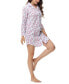 Фото #4 товара Women's Long Sleeve Notch Collar Sleepshirt Nightgown