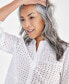 Фото #4 товара Блузка Style & Co Petite Cotton Eyelet с пуговицами спереди, созданная для Macy's
