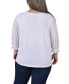 Фото #2 товара Plus Size 3/4 Sleeve Ringed Top with Mesh