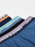 Jack & Jones 3 pack trunks in multi blue with logo waistband