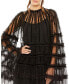 ფოტო #3 პროდუქტის Women's High Neck Ruffle Bell Sleeve Trapeze Dress