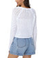 ფოტო #1 პროდუქტის Women's Cotton Pointelle Cropped Cardigan