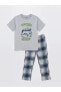 LCW Kids Bisiklet Yaka Baskılı Kısa Kollu Erkek Çocuk Pijama Takımı