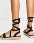 Фото #2 товара Truffle Collection espadrille tie leg sandals in black