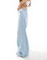 Bershka denim look pull on jeans in light wash blue