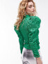 Фото #8 товара Topshop premium textured high neck top in green