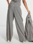 Vero Moda tailored houndstooth wide leg trouser co-ord in neutral check