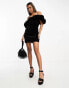 Фото #3 товара & Other Stories off-shoulder velvet mini dress in black