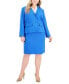 Plus Size Tonal-Check-Print 3-Button Skirt Suit