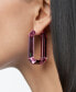 Swarovaki Silver-Tone Pink Crystal Octagon Hoop Earrings