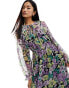 Фото #8 товара Mango floral print gathered neck dress in light purple