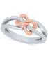 ფოტო #1 პროდუქტის Diamond Two-Tone Bow Ring (1/10 ct. t.w.) in Sterling Silver & 10k Rose Gold