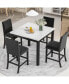 5 Piece Velvet Chair Dining Set with Faux Marble Table, Black