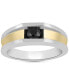 Men's Black Diamond Concave Ring (1/2 ct. t.w.) in Sterling Silver & 14k Gold-Plate