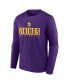 ფოტო #3 პროდუქტის Men's Purple Minnesota Vikings Big and Tall Wordmark Long Sleeve T-shirt